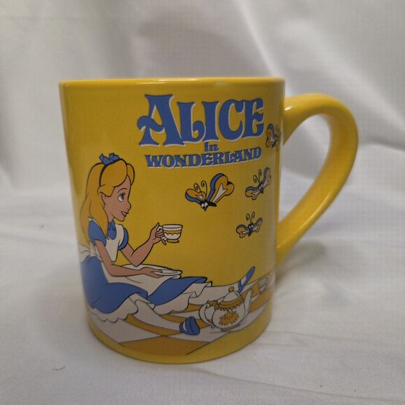 Disney Alice in Wonderland Yellow Butterfly Tea Party Mug Cup 14 Oz - Picture 2 of 6